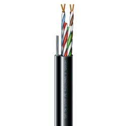 Кабель кручена пара ЗЗКМ (UTP мідь вуличний з тросом) Cat. 5e U/UTP РЕ steel cord 4x2x24 AWG (k) трос (70910181) бухта 500м.