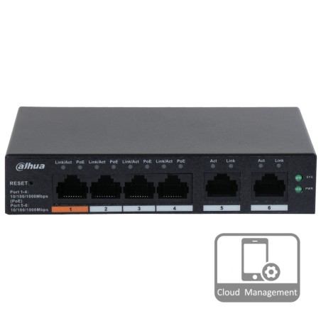 Комутатор 6 портів керований Dahua DH-CS4006-4GT-60 PoE