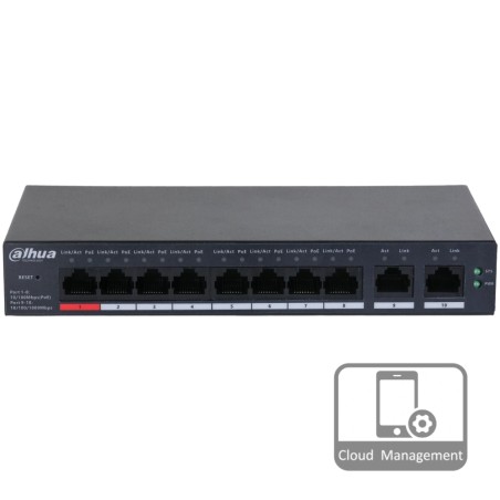Комутатор 10 портів керований Dahua DH-CS4010-8ET-110 PoE