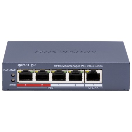 Комутатор 5 портів некерований Hikvision DS-3E0105P-E/M(C) POE