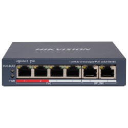 Комутатор 6 портів некерований Hikvision DS-3E0106P-E/M(B) POE