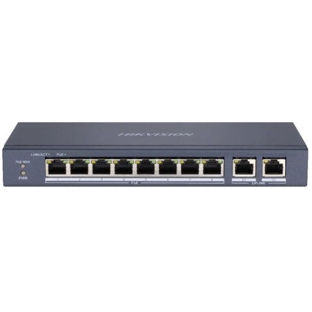 Комутатор 10 портів некерований Hikvision DS-3E0310P-E/M(B) PoE
