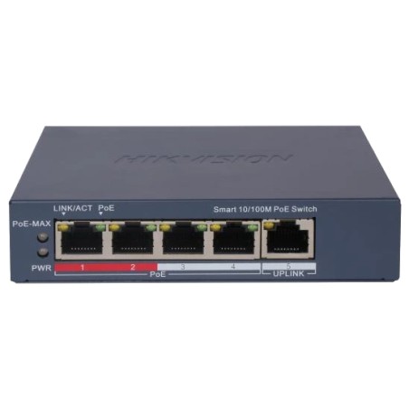 Комутатор 5 портів керований Hikvision DS-3E1105P-EI/V2 POE