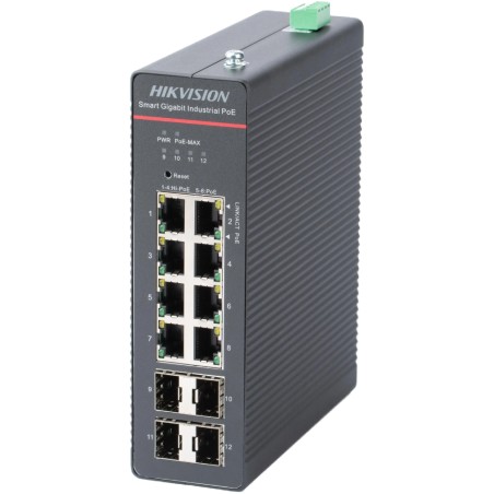 Комутатор 8 портів керований Hikvision DS-3T1512HP-SI-8P4FKIT(240W)