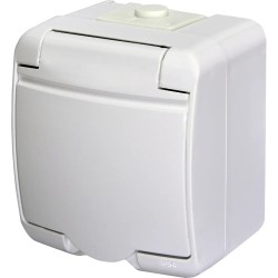 Розетка 1-на з з/к Schuko RHE-1s (біла/біла кришка, IP54) ETI 4668015 Hermetics