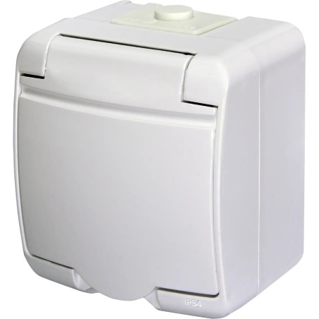 Розетка 1-на з з/к Schuko RHE-1s (біла/біла кришка, IP54) ETI 4668015 Hermetics