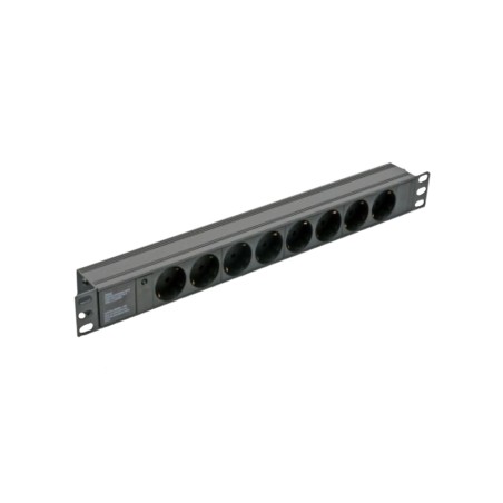 Блок 19" на 8 роз. нім. станд., 10А, з індикат., без шнура, чорний, 1U, Kingda Kingda KD-GER(16)N1008WKPB19A-C14