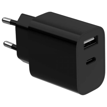Мережевий зарядний пристрій Gembird TA-UC-2AC12-01-BK (USB Type A + USB Type C)