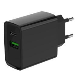 Мережевий зарядний пристрій Gembird TA-UC-PDQC20-01-BK (USB Type A + USB Type C)