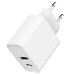 Мережевий зарядний пристрій Gembird TA-UC-PDQC20-01-W 1 USB-A + 1 Type-C (PD20Вт + QC3.0 18Вт)