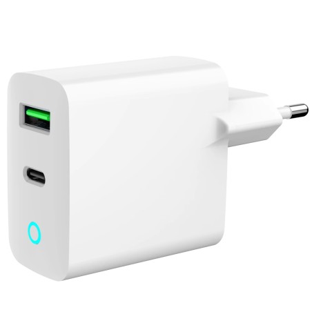Мережевий зарядний пристрій Gembird TA-UC-PDQC20L-W-01 1 USB-A + 1 Type-C (PD20Вт + QC3.0 18Вт)