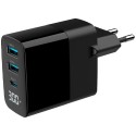 Мережевий зарядний пристрій Gembird TA-UC-PDQC30LCD-BK-02 2хUSB-A (QC3.0 18W) + 1хType-C (PD20W)