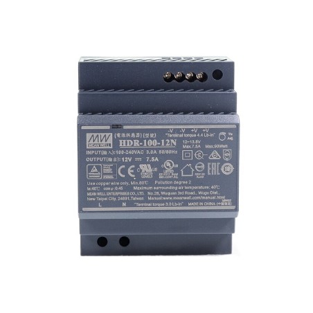 Блок живлення Mean Well HDR-100-12N 12В 7.5А