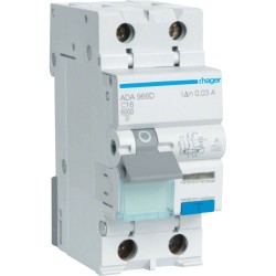 Дифавтомат 1P+N, 6kA, C-16A, 30mA, A Hager ADA966D