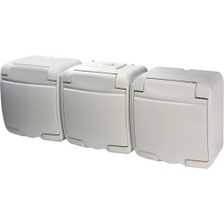 Розетка 3-на з з/к Schuko RHE-3s (біла/біла кришка, IP54) Hermetics ETI 4668023