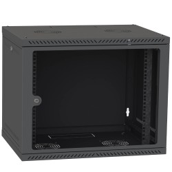 Шафа телекомунікаційна двері скло (чорна) IPCOM 12U 600x600