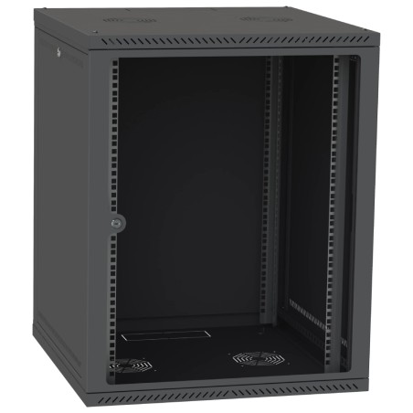 Шафа телекомунікаційна двері скло (чорна) IPCOM 15U 600x600