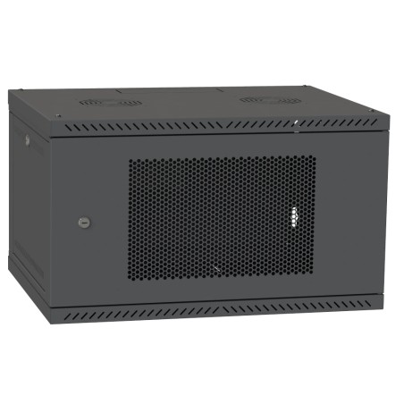 Шафа телекомунікаційна двері перф (чорна) IPCOM 4U 600x450