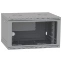 Шафа телекомунікаційна двері скло (сіра) IPCOM 6U 600x600