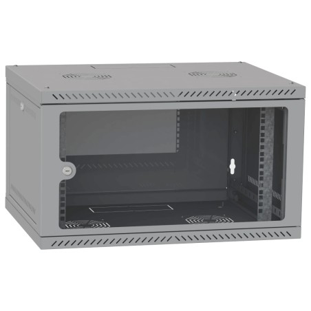 Шафа телекомунікаційна двері скло (сіра) IPCOM 6U 600x600