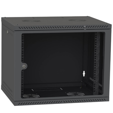 Шафа телекомунікаційна двері скло (чорна) IPCOM 9U 600x600