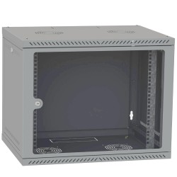 Шафа телекомунікаційна двері скло (сіра) IPCOM 9U 600x600