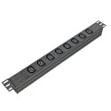 Блок 19" на 8 роз. С13, 10А, з індикат., без шнура, чорний, 1U, Kingda Kingda KD-IEC1008WKPB19A-C14