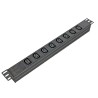 Блок 19" на 8 роз. С13, 10А, з індикат., без шнура, чорний, 1U, Kingda Kingda KD-IEC1008WKPB19A-C14