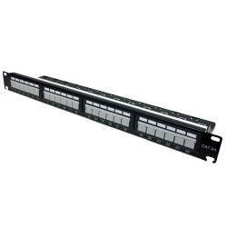 Патч-панель 19" 24xRJ-45 UTP, кат. 6a, із заднім організатором з пластиковими шторками, LW L&W ELECTRONICAL LW-PP74