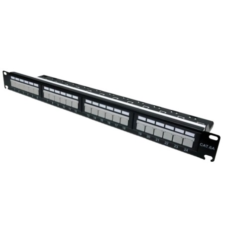 Патч-панель 19" 24xRJ-45 UTP, кат. 6a, із заднім організатором з пластиковими шторками, LW L&W ELECTRONICAL LW-PP74