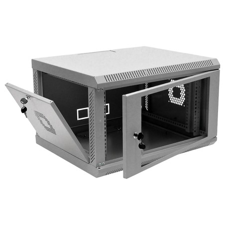 Шафа 19" 6U, 600х500х373 мм акрилове скло сіра
