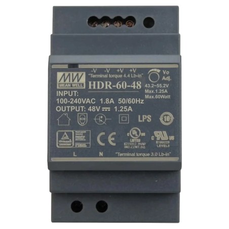 Блок живлення Mean Well HDR-60-48 48B 1.25А для монтажа на DIN рейку