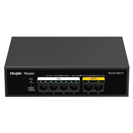 Комутатор 6 портів некерований Ruijie Reyee RG-ES106F-P PoE