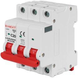 Модульний автоматичний вимикач Enext e.mcb.stand.60.3.C20, 3р, 20А, C, 6кА