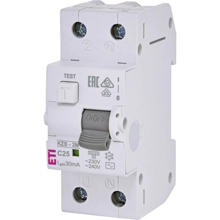 Дифавтомат ЕТІ KZS-2M C 25/0.03 10kA