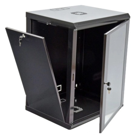 Шафа акрилове скло, чорна 15U 600х500