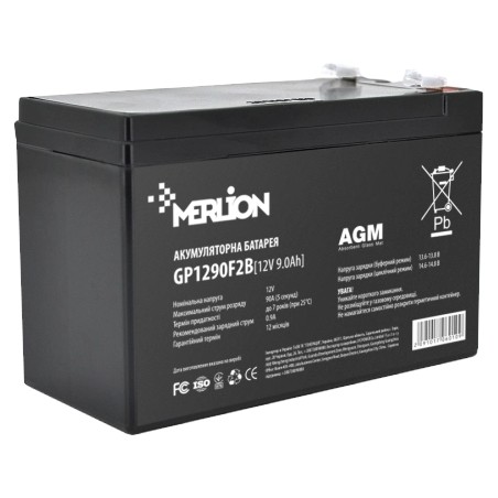 Акумуляторна батарея MERLION AGM GP1290F2B 12В 9А•г