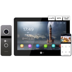 Комплект відеодомофону Neolight MEZZO Hybrid Black + SOLO IP Graphite з кутком, PoE адаптер для панелі виклику