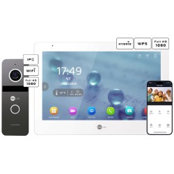 Комплект відеодомофону Neolight MEZZO Hybrid + SOLO IPW Graphite з кутком, PoE адаптер для панелі виклику