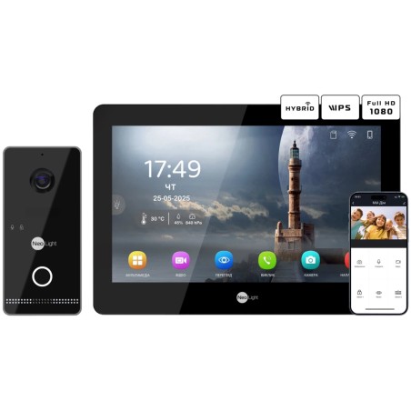 Комплект відеодомофону Neolight MEZZO Hybrid Black + OPTIMA IPW Black