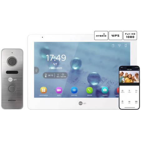 Комплект відеодомофону Neolight MEZZO Hybrid + PRIME FHD Silver з кутком