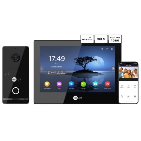 Комплект відеодомофону Neolight ALPHA Hybrid Black + OPTIMA IPW Black