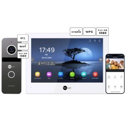 Комплект відеодомофону Neolight ALPHA Hybrid + SOLO IPW Graphite з кутком, PoE адаптер для панелі виклику