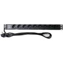 Подовжувач на 9 розеток без вимикача 220В 1U 19" EServer