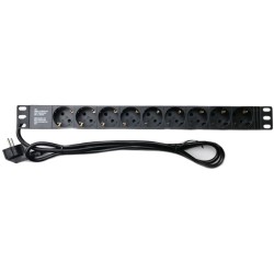 Подовжувач на 9 розеток без вимикача 220В 1U 19" EServer