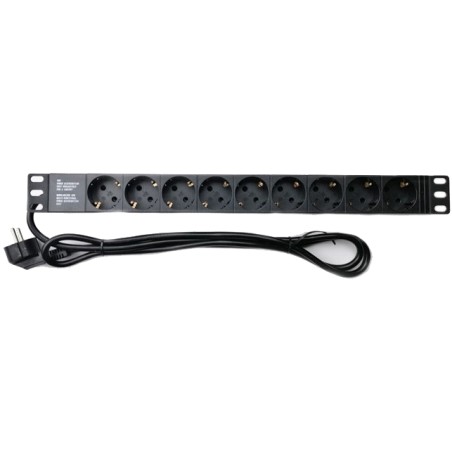 Подовжувач на 9 розеток без вимикача 220В 1U 19" EServer