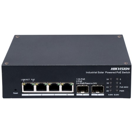 Комутатор 4 порти керований Hikvision DS-3T1506HP-EI-UPS PoE