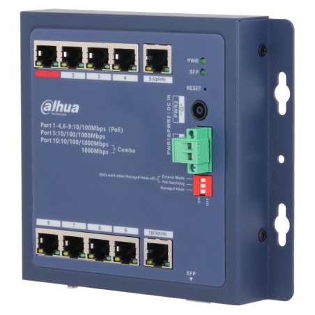 Комутатор 9 портів керований Dahua DH-CHS4110-8ET-90-F PoE